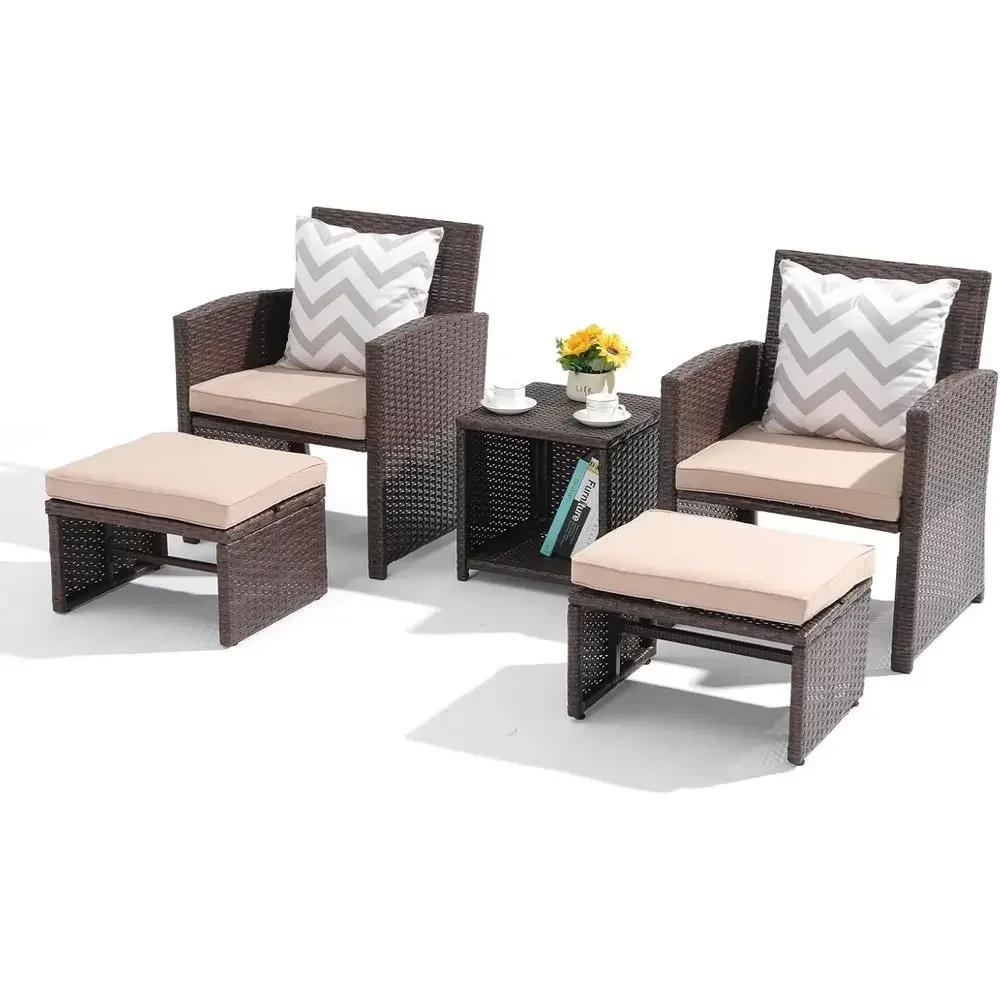 Outdoor Furniture With Storage For Cushions - Set Furnitur Teras Luar Ruangan 5-Potong