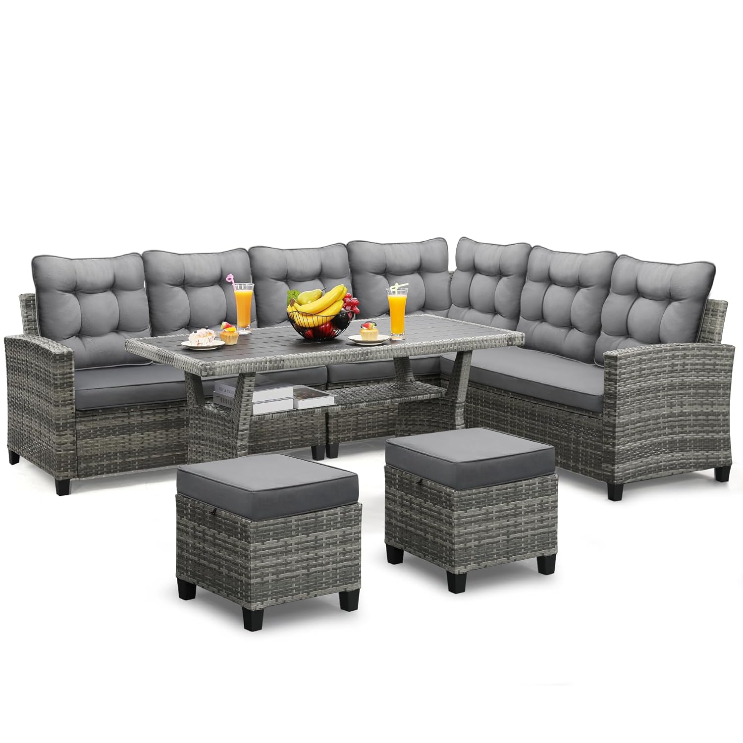 Outdoor Furniture Grey - Set Furnitur Teras 6 Buah, Set