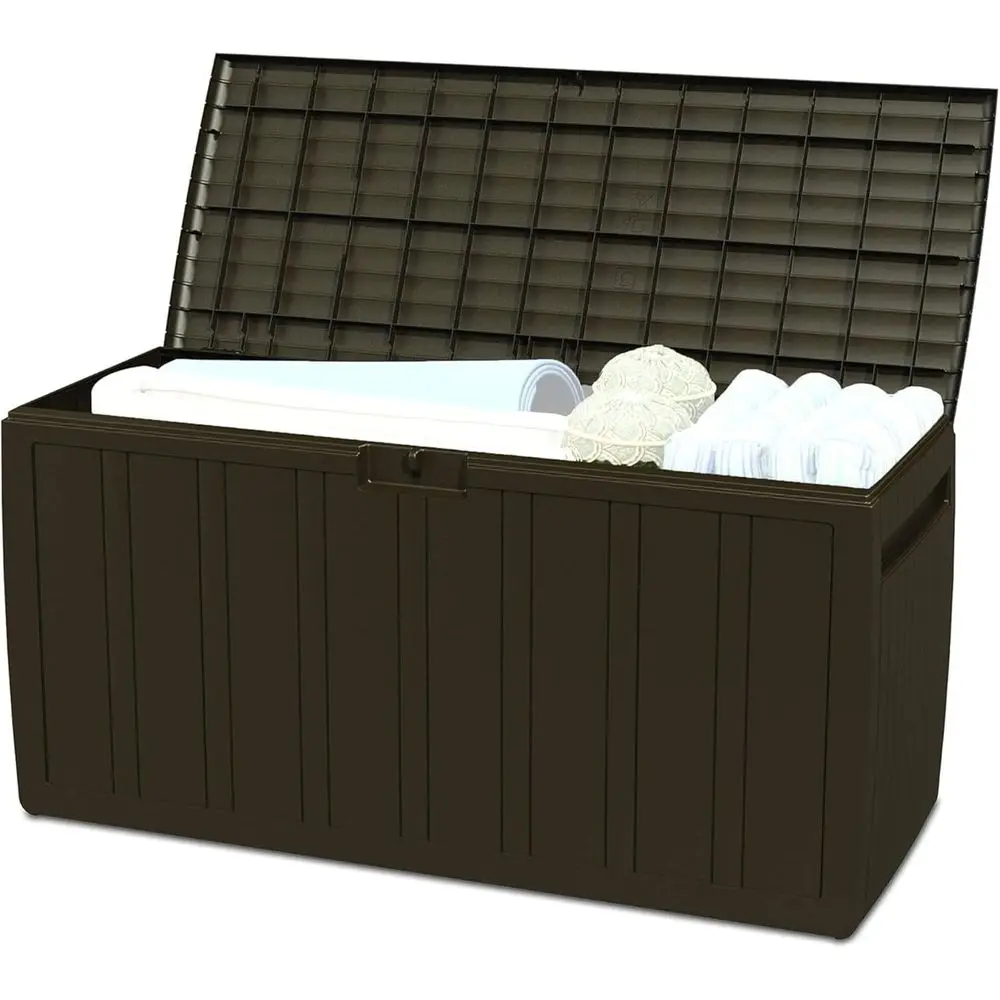 Outdoor Furniture With Storage For Cushions - Tempat Penyimpanan Luar Ruangan Berwarna Cokelat