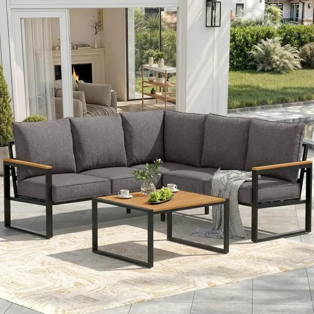 Outdoor Furniture Grey - Set Sofa Luar Ruangan 6 Bagian