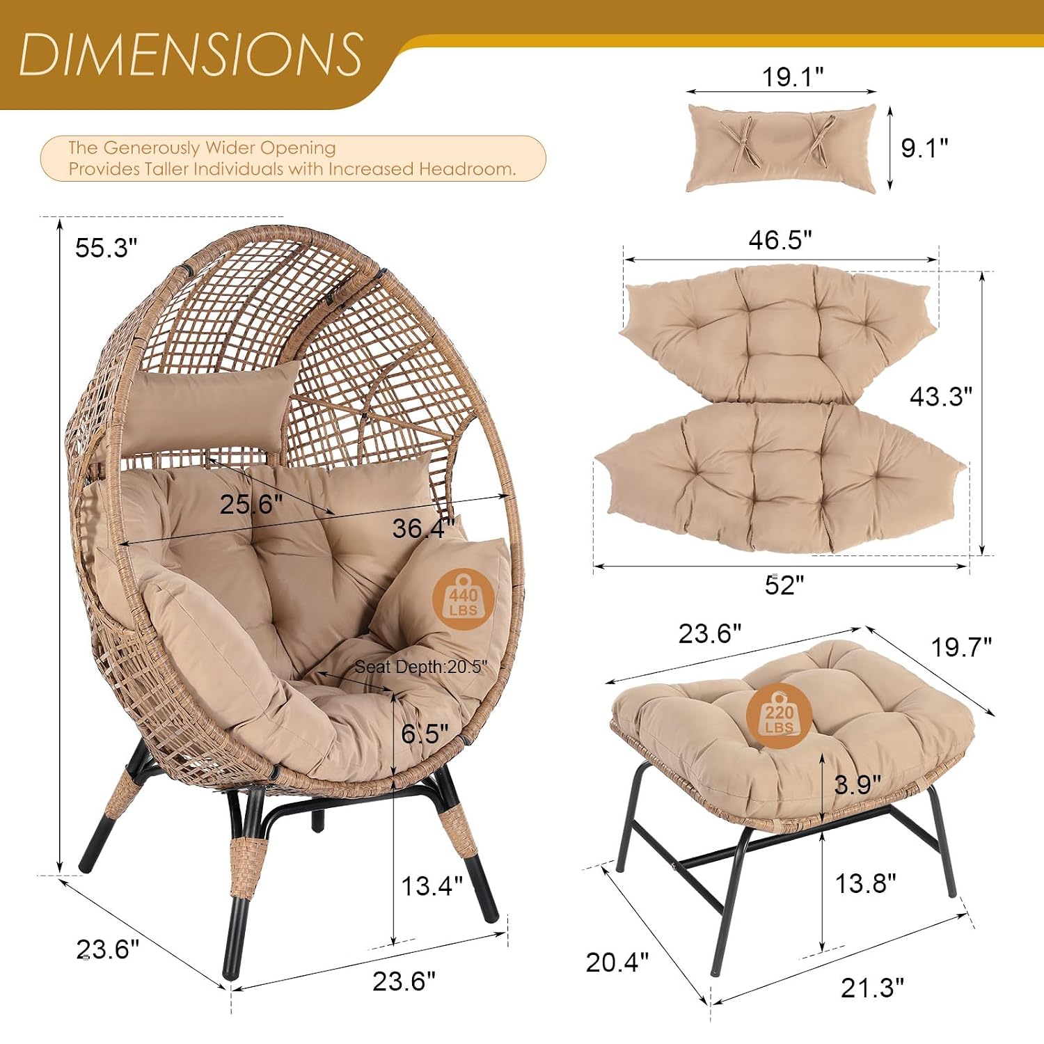 Outdoor Furniture Xl - Kursi Telur Anyaman Rotan untuk Dalam