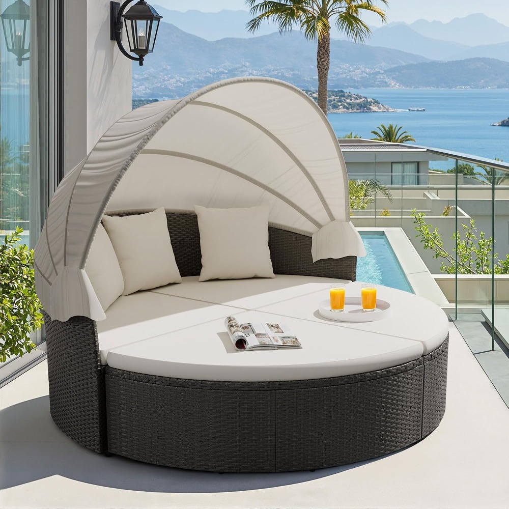 Outdoor Daybed Furniture - Sofa Daybed Bulat untuk Teras Luar