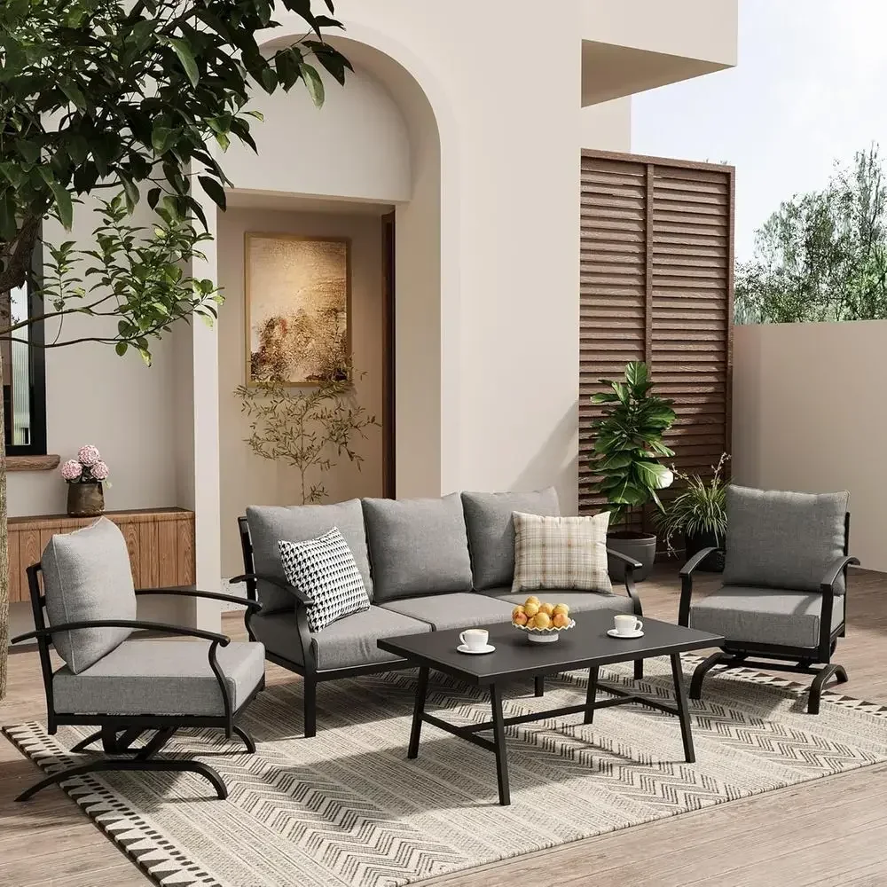 Outdoor Furniture Grey - Set Furnitur Teras Luar Ruangan Berwarna