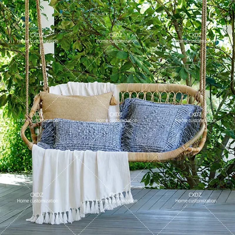 Outdoor Furniture Bali Style - Kursi Gantung Rotan Ganda untuk Luar