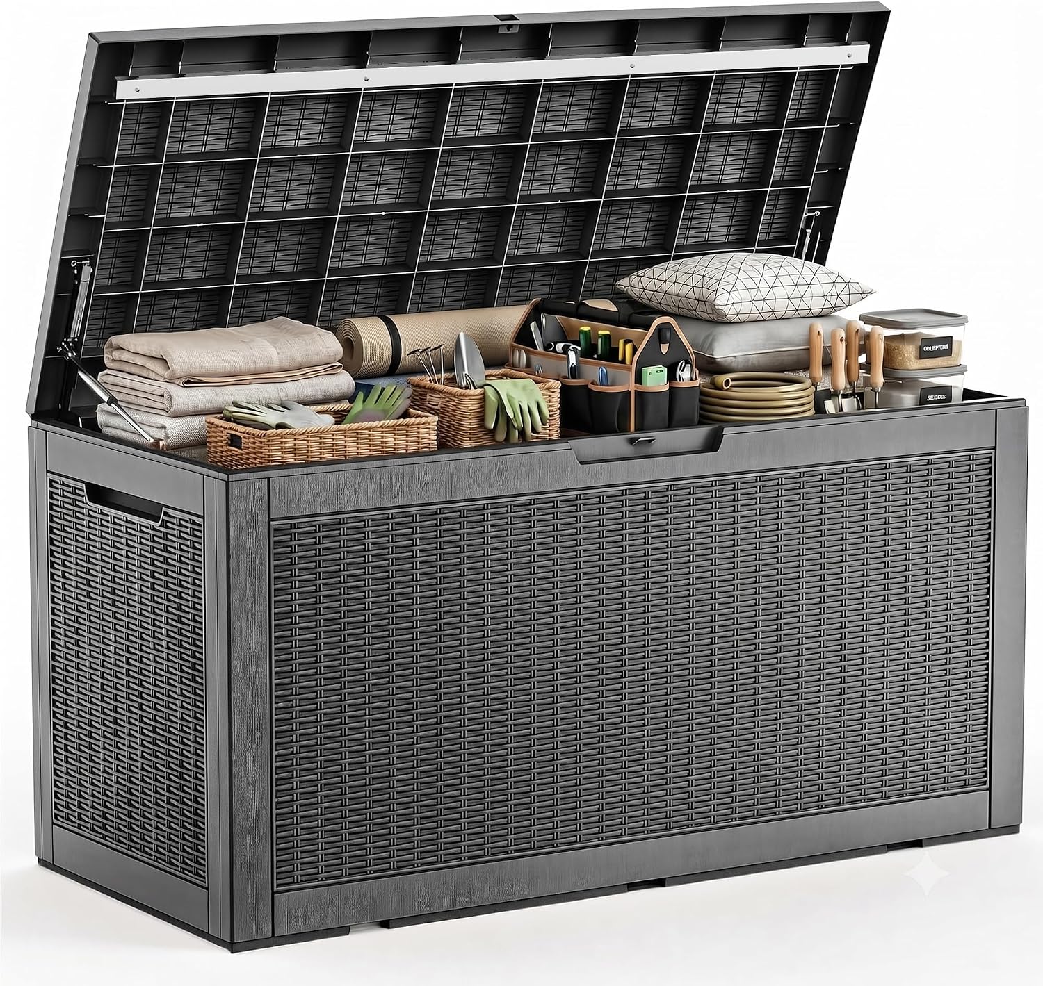 Outdoor Furniture With Storage For Cushions - Kotak Penyimpanan Resin Tahan Air Ukuran