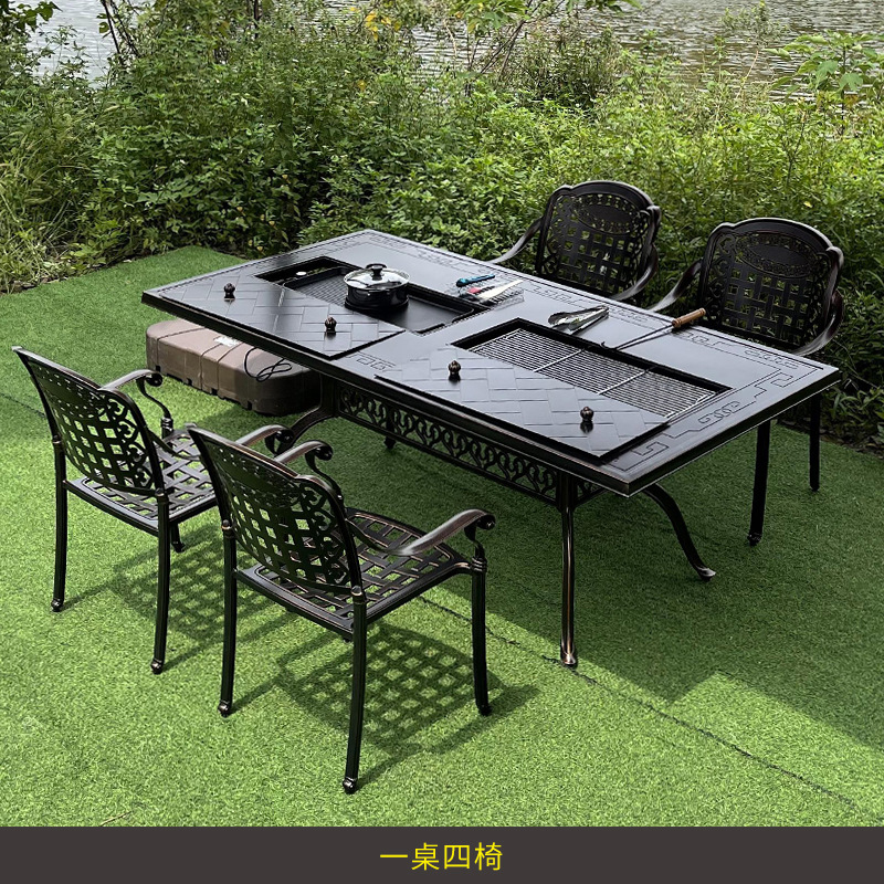 Outdoor Furniture Table - Kombinasi furnitur besi tempa meja dan