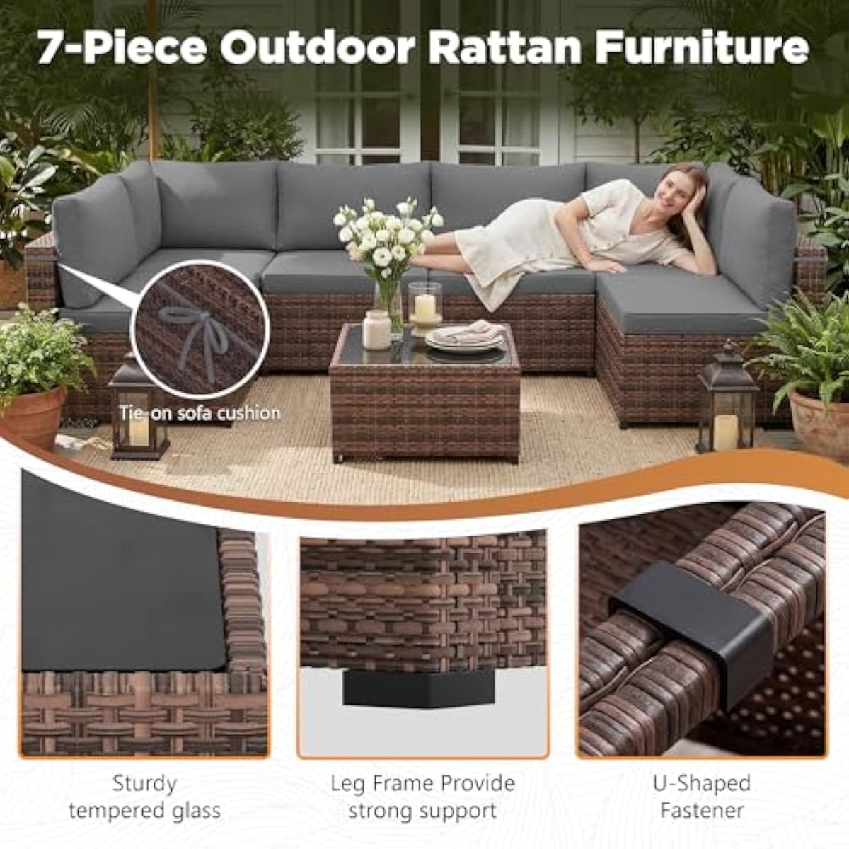Set perabot teras rotan tahan  - Outdoor Furniture Grey ulasan dan harga