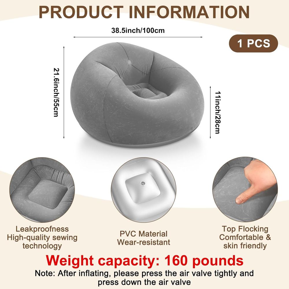 Kursi Bean Bag Tiup, Sofa Sant - Outdoor Furniture Grey ulasan dan harga