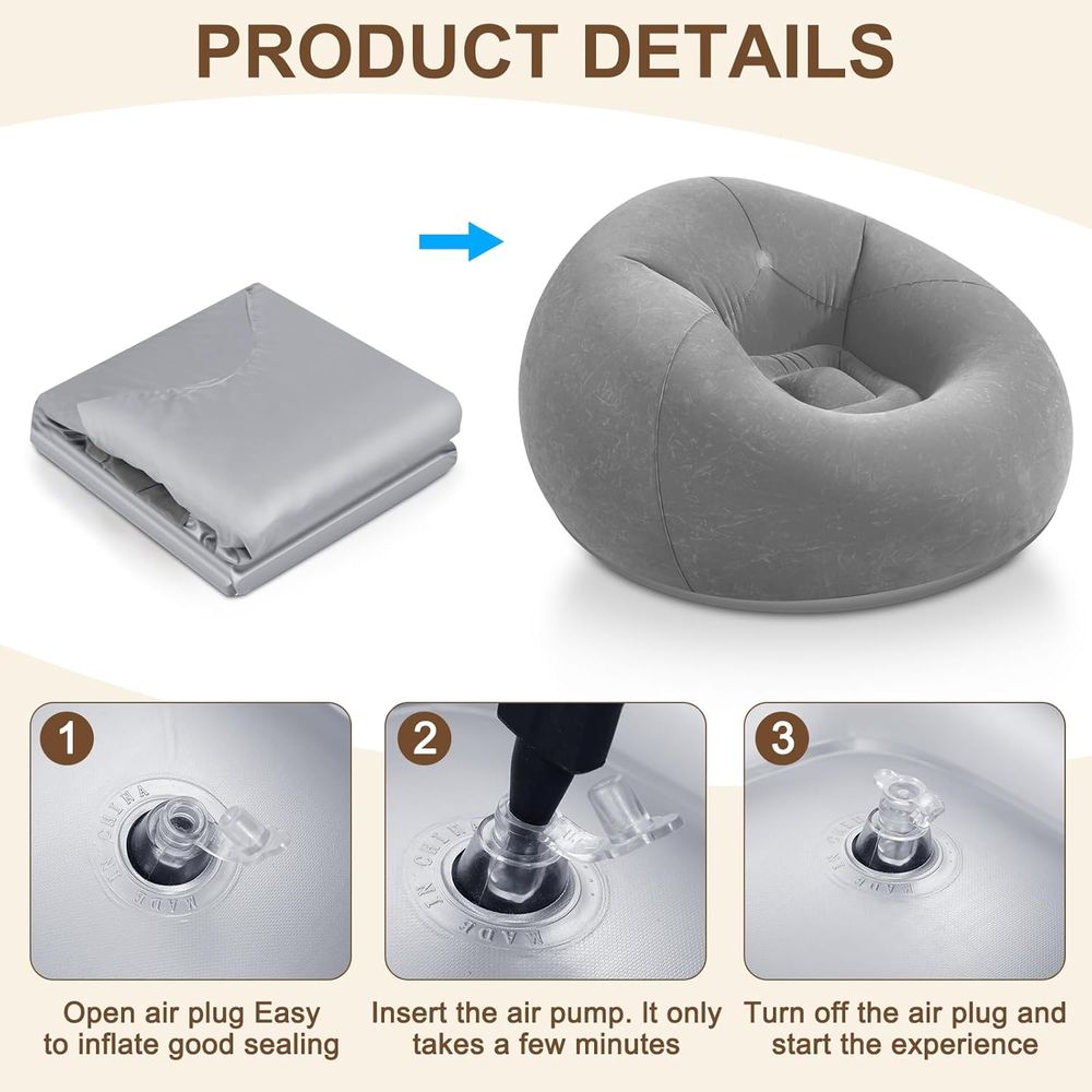 Kursi Bean Bag Tiup, Sofa Sant - Outdoor Furniture Grey ulasan dan harga