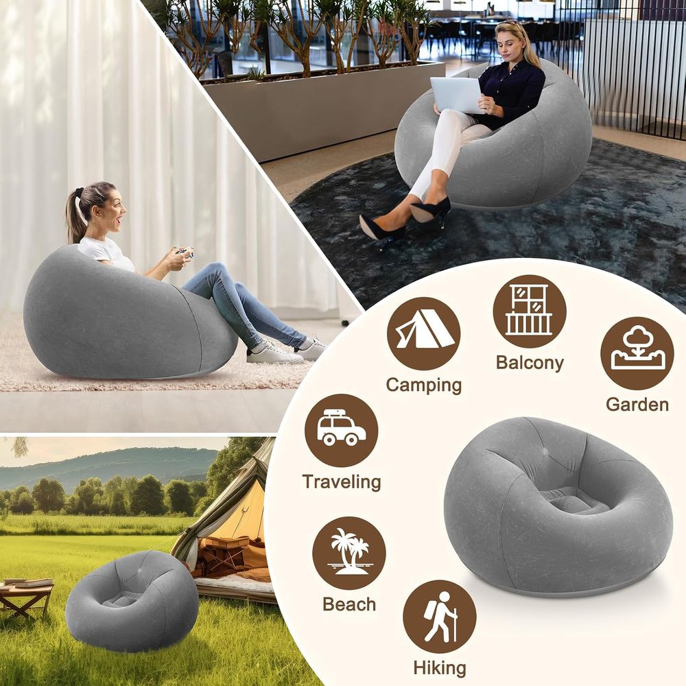 Kursi Bean Bag Tiup, Sofa Sant - Outdoor Furniture Grey ulasan dan harga