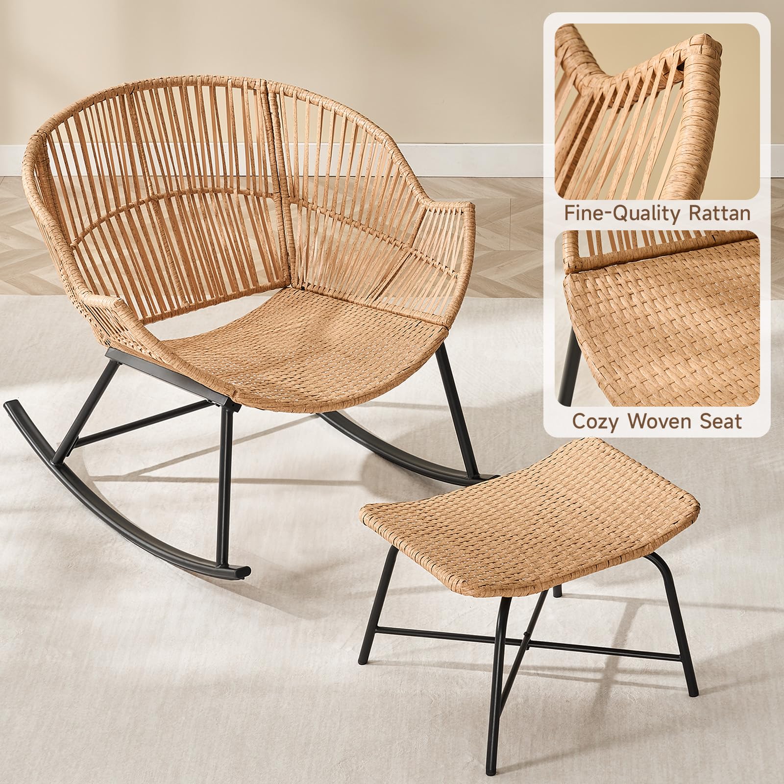 Kursi Goyang Papasan Rotan Abu - Outdoor Furniture Grey ulasan dan harga