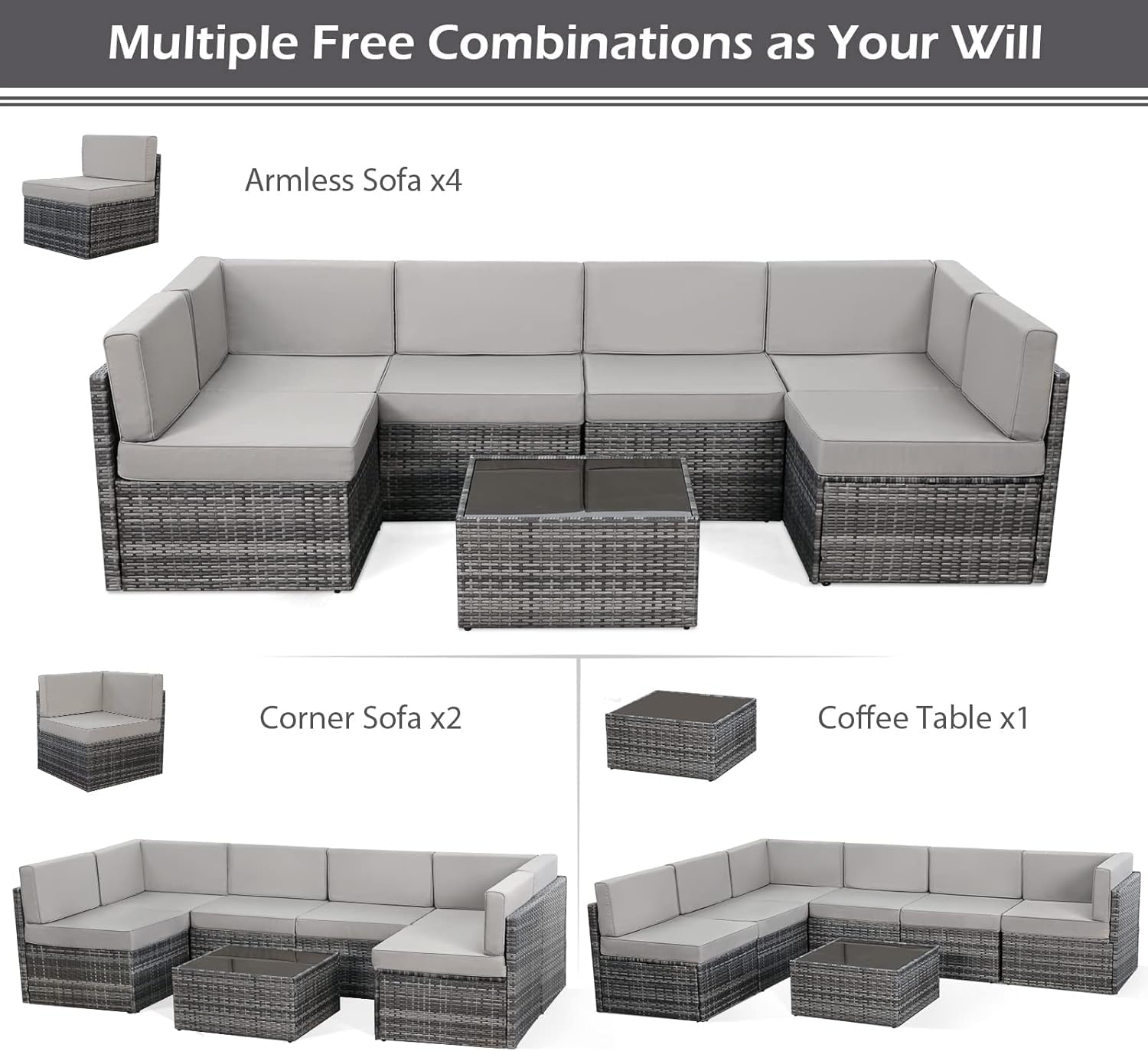 Set Sofa Seksional Rotan PE un - Outdoor Furniture Grey ulasan dan harga