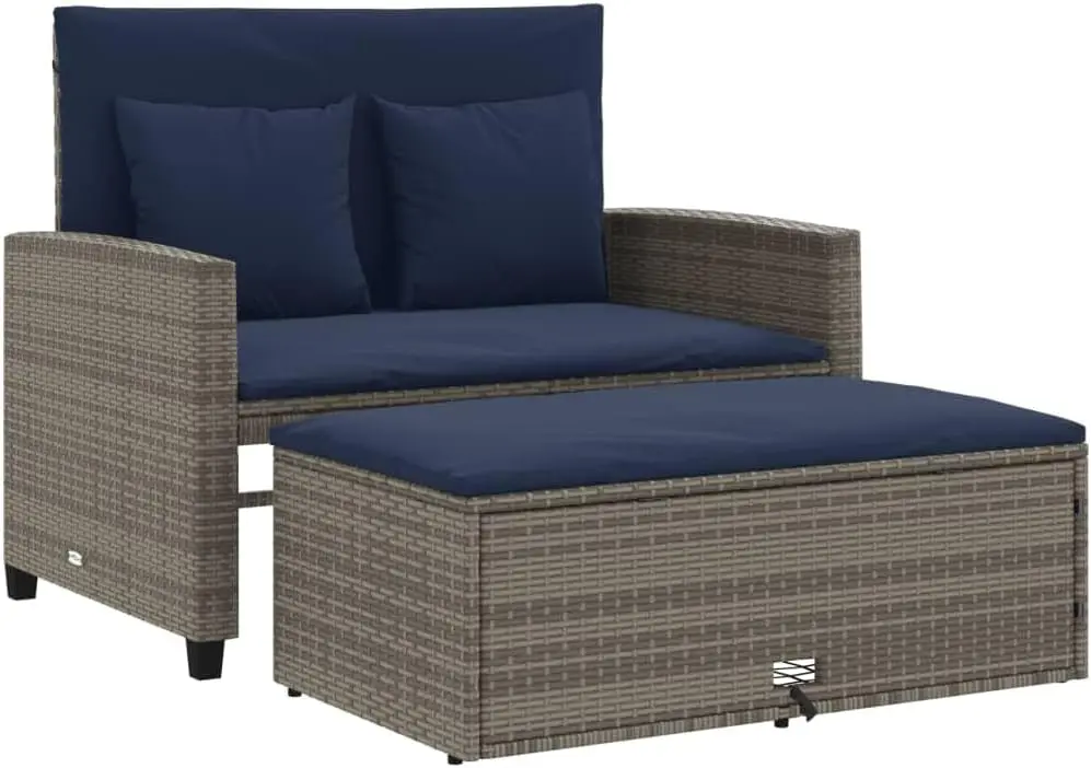 Sofa Taman Konvertibel PE Ratt - Outdoor Furniture Grey ulasan dan harga