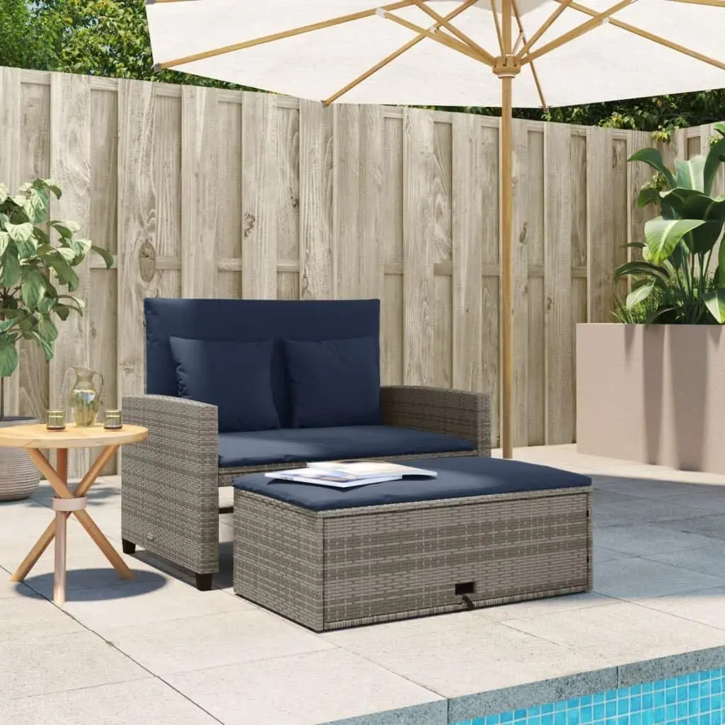 Sofa Taman Konvertibel PE Ratt - Outdoor Furniture Grey ulasan dan harga