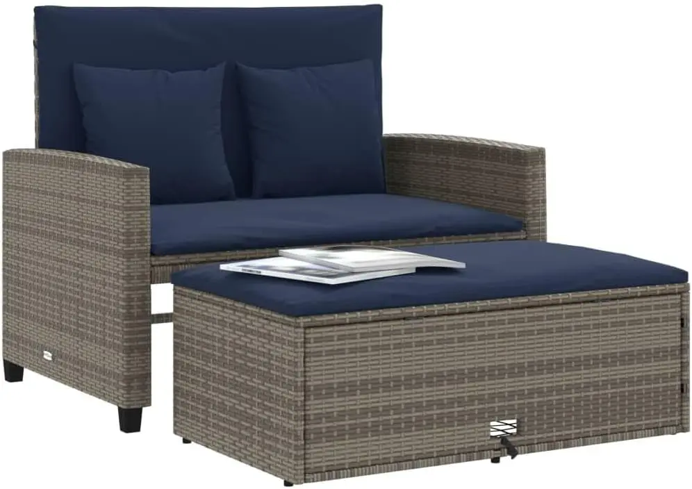 Sofa Taman Konvertibel PE Ratt - Outdoor Furniture Grey ulasan dan harga