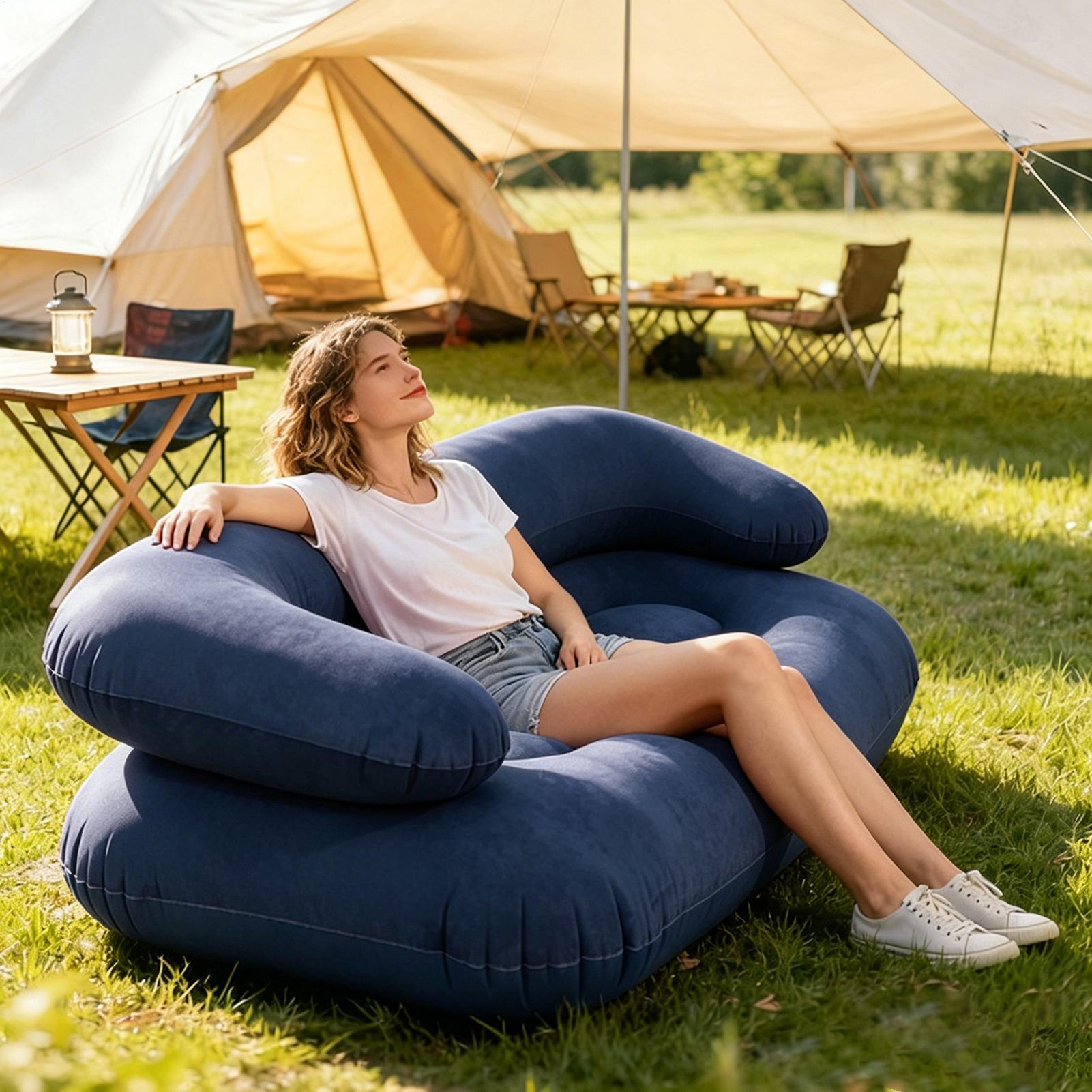 Sofa Angin Tiup Ganda Dua Dudu - Outdoor Furniture Heavy ulasan dan harga