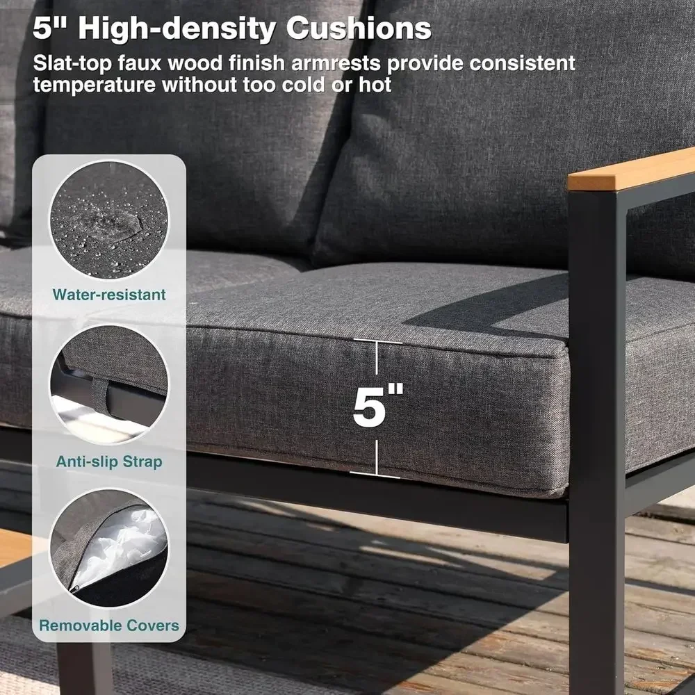 Set Sofa Luar Ruangan 6 Bagian - Outdoor Furniture Grey ulasan dan harga