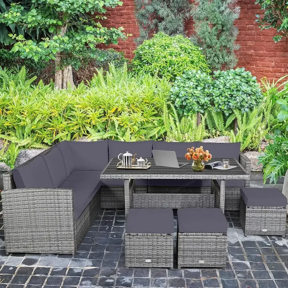 Set Furnitur Patio Rotan 7-Pot - Outdoor Furniture Grey ulasan dan harga