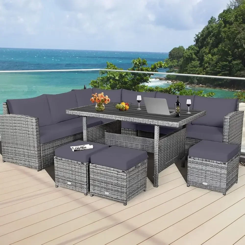 Set Furnitur Patio Rotan 7-Pot - Outdoor Furniture Grey ulasan dan harga