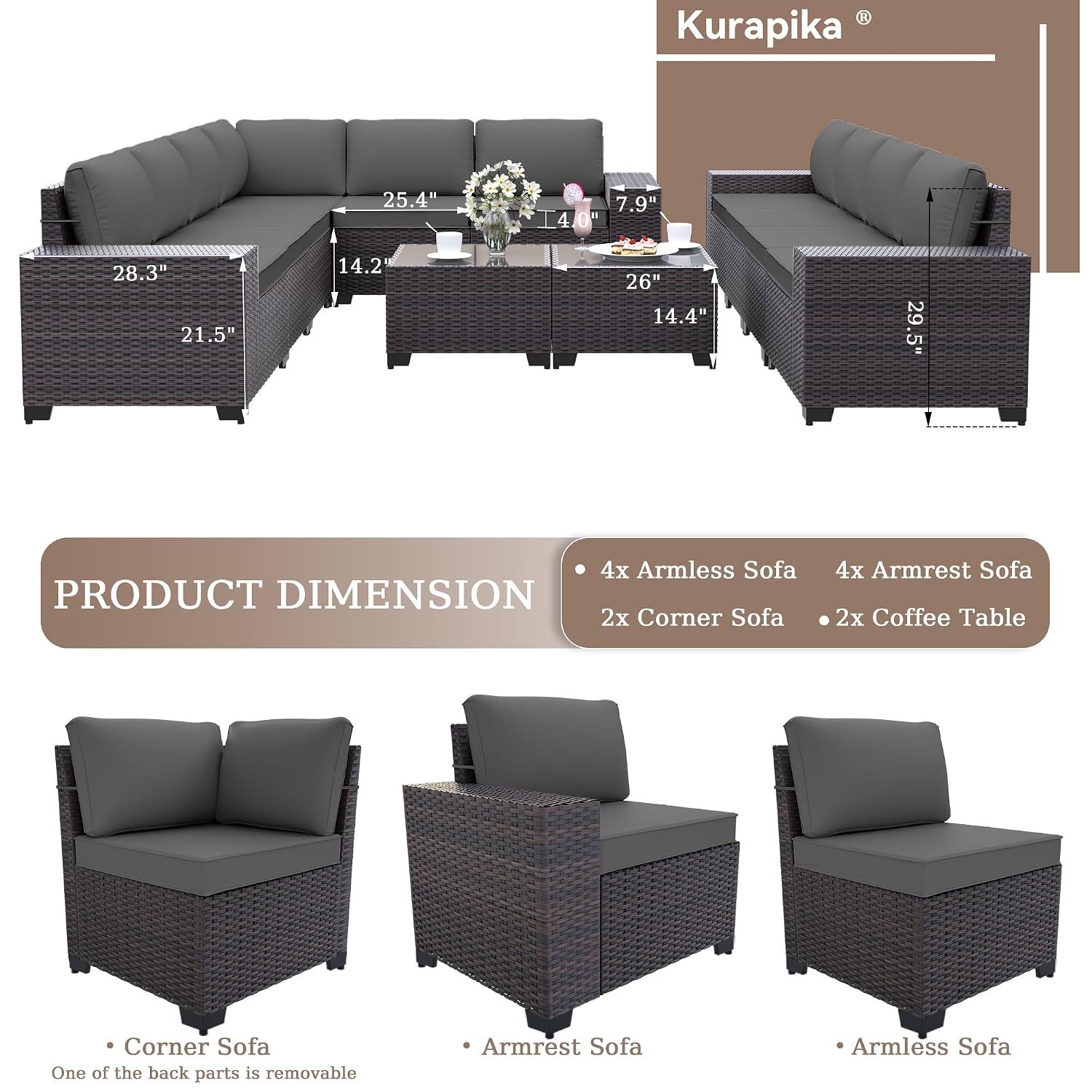 Set Sofa Furnitur Teras Rotan  - Outdoor Furniture Grey ulasan dan harga