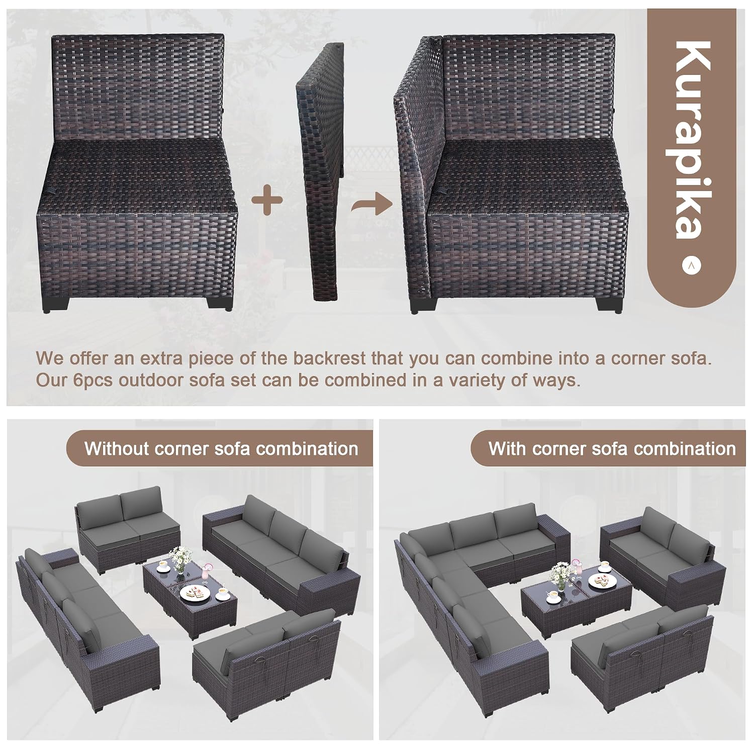 Set Sofa Furnitur Teras Rotan  - Outdoor Furniture Grey ulasan dan harga