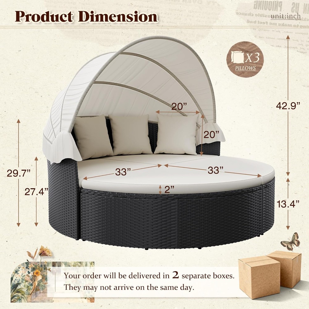 Sofa Daybed Bulat untuk Teras  - Outdoor Daybed Furniture ulasan dan harga