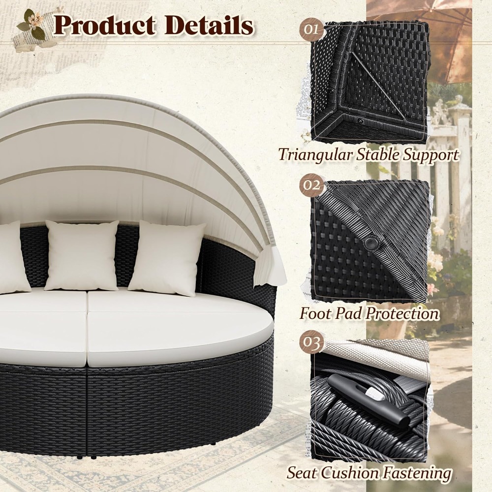 Sofa Daybed Bulat untuk Teras  - Outdoor Daybed Furniture ulasan dan harga