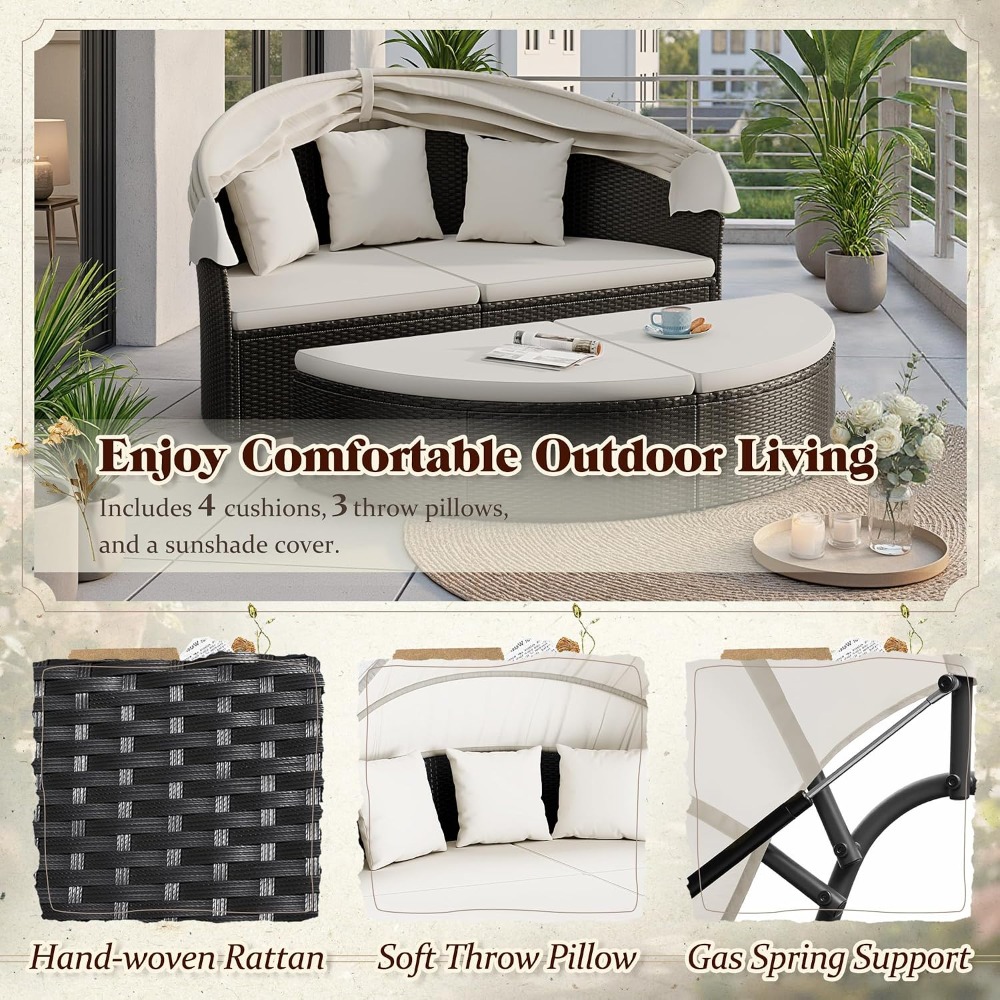 Sofa Daybed Bulat untuk Teras  - Outdoor Daybed Furniture ulasan dan harga