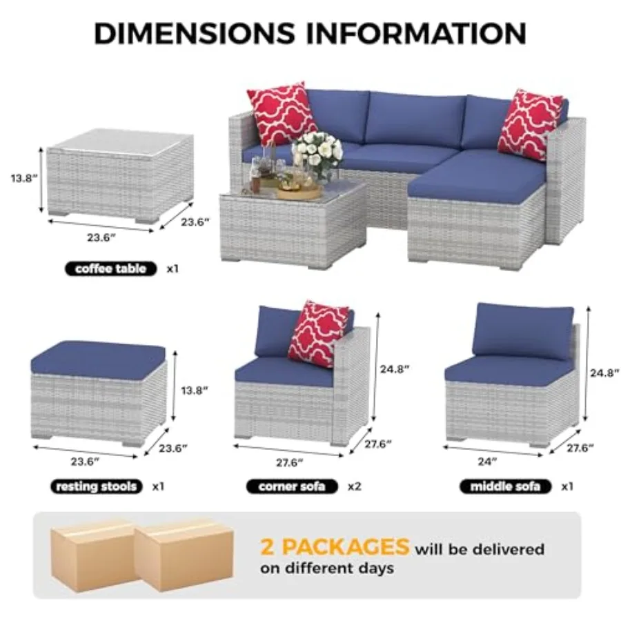 Set Furnitur Teras Rotan 5-Pot - Outdoor Furniture Grey ulasan dan harga