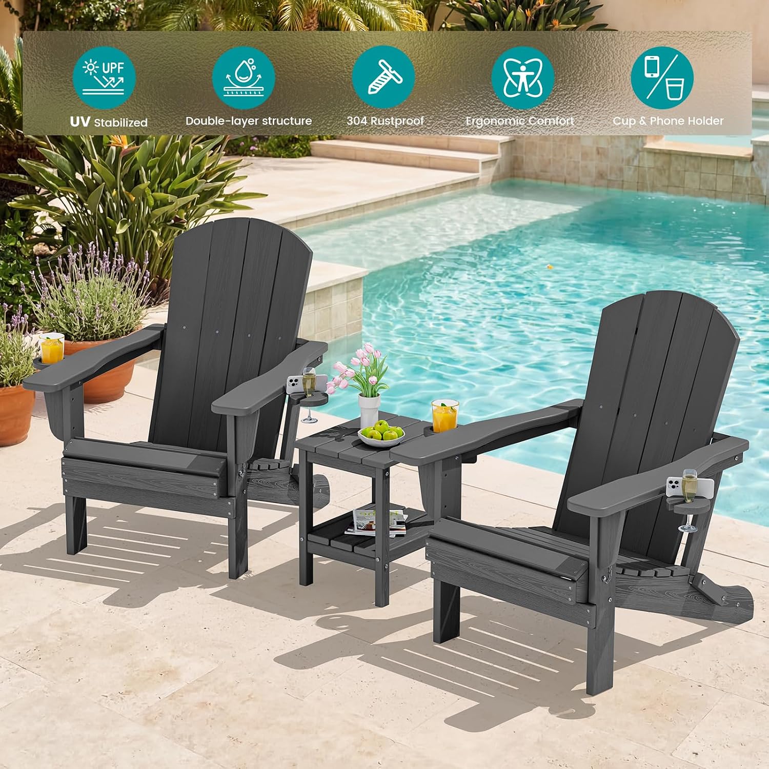 Set Kursi Lipat Luar Ruangan ( - Outdoor Furniture Grey ulasan dan harga