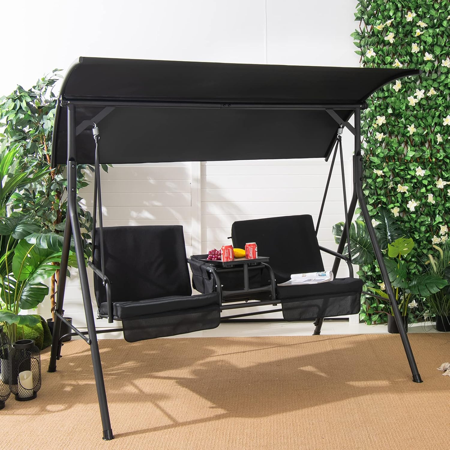 Ayunan Teras untuk 2 Orang, Ay - Outdoor Furniture With Storage For Cushions ulasan dan harga