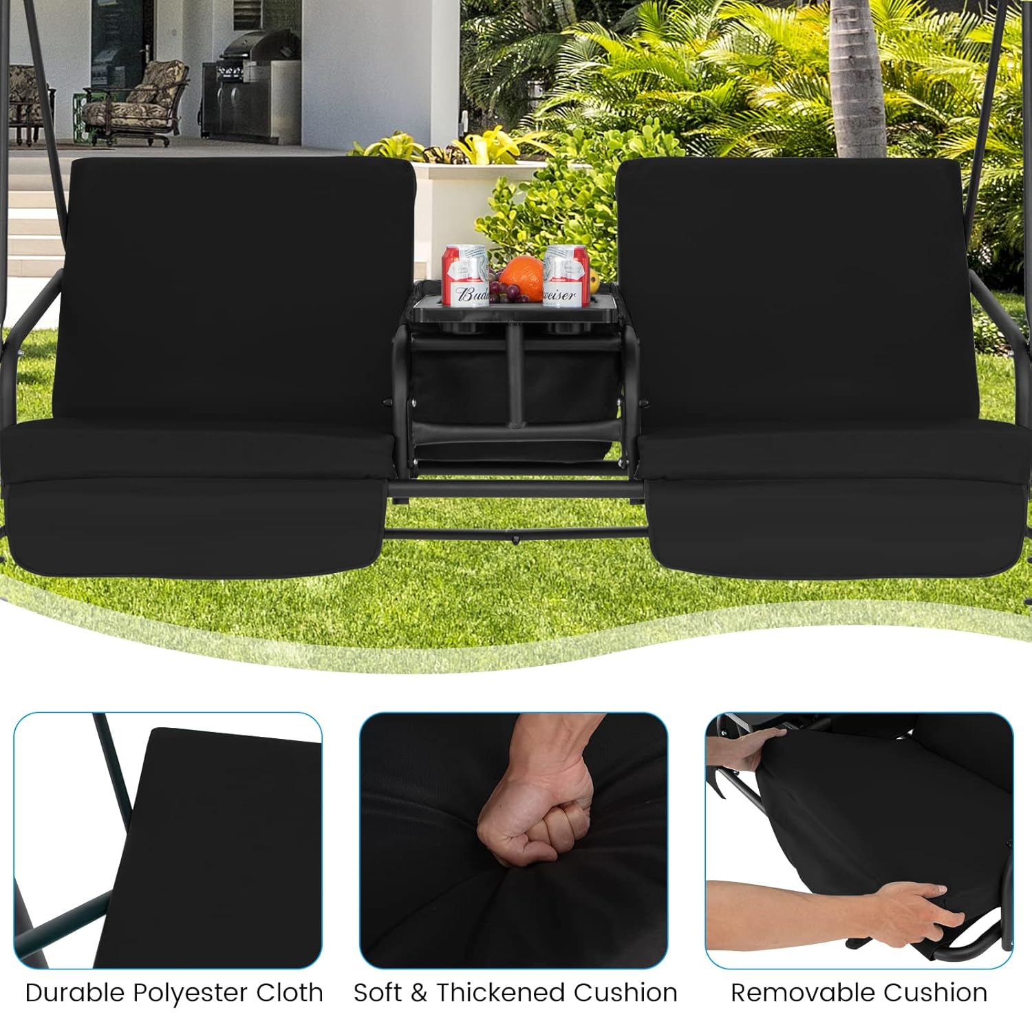 Ayunan Teras untuk 2 Orang, Ay - Outdoor Furniture With Storage For Cushions ulasan dan harga