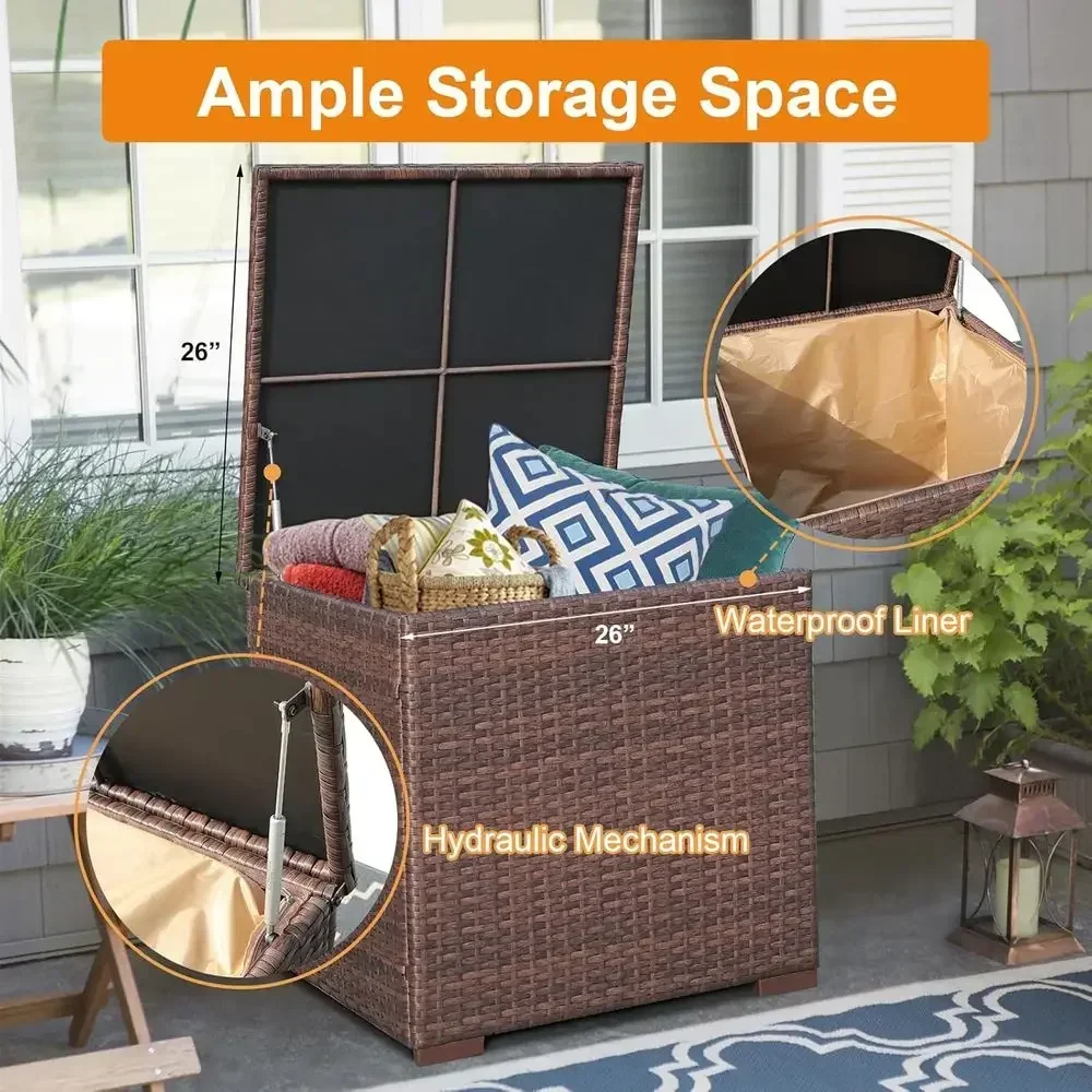 Set Furnitur Teras Rotan 8-Pot - Outdoor Furniture With Storage For Cushions ulasan dan harga