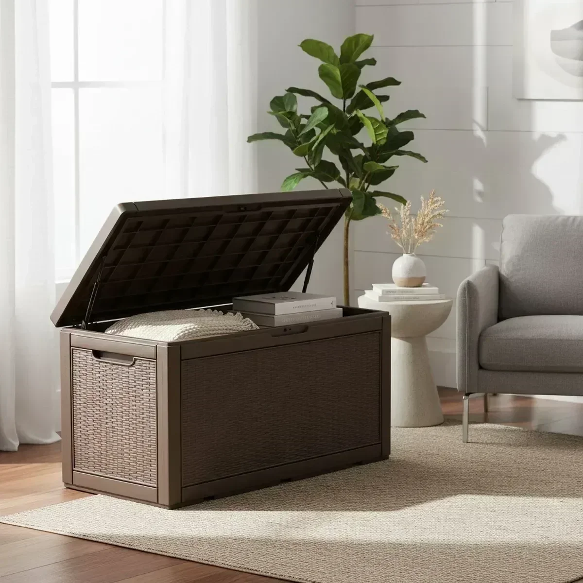 Bangku Penyimpanan Luar Ruanga - Outdoor Furniture Grey ulasan dan harga