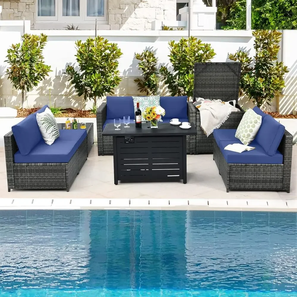Set Furnitur Teras Rotan PE 8  - Outdoor Furniture With Storage For Cushions ulasan dan harga