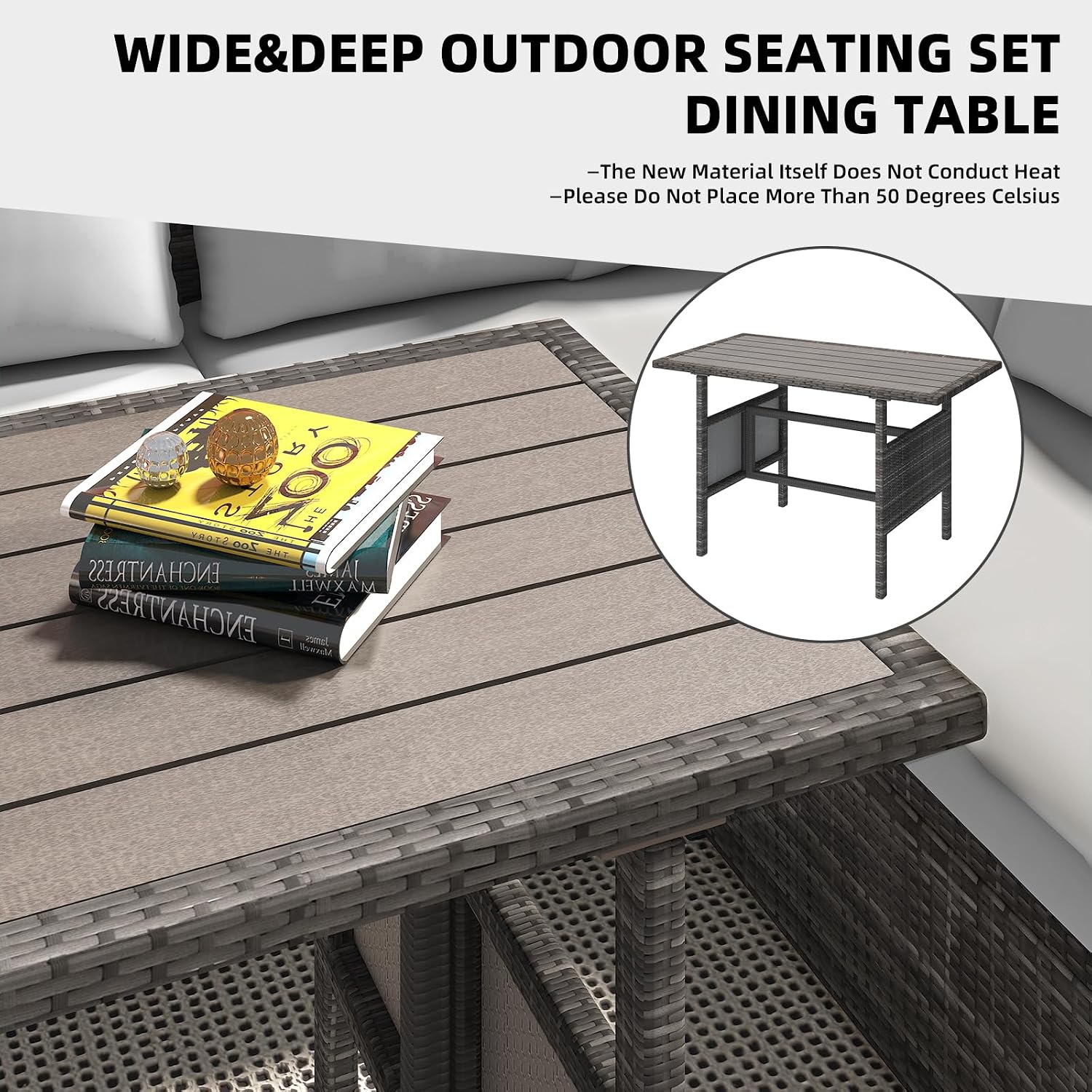 Set Sofa Makan Teras Rotan 7-P - Outdoor Furniture Grey ulasan dan harga