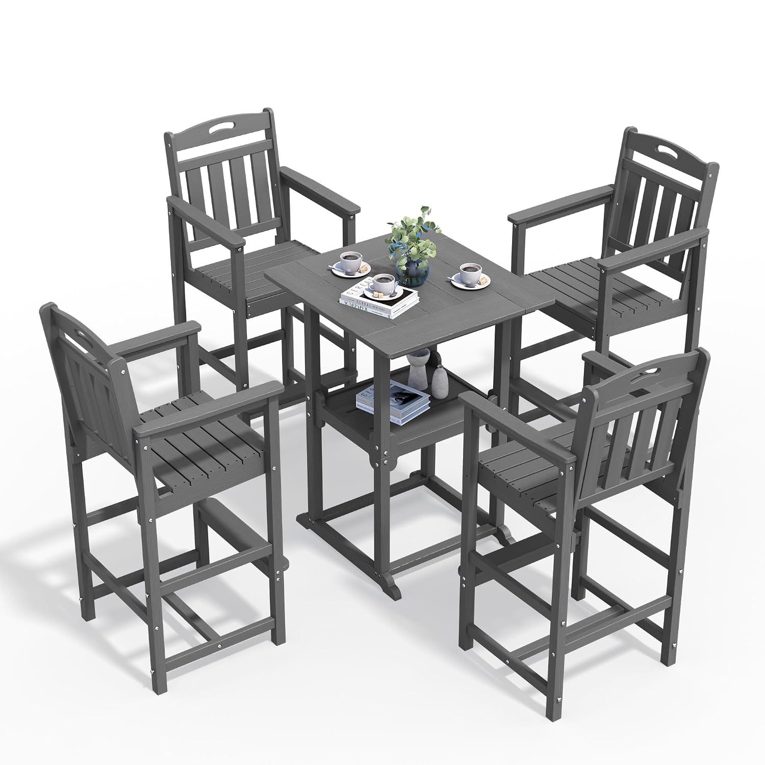 Set Meja Bar Luar Ruangan deng - Outdoor Furniture Grey ulasan dan harga